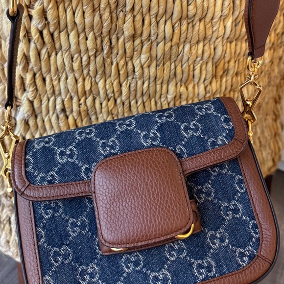 Gucci Denim/leather Horse Bit shoulder bag - Picture 2 of 10